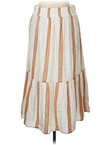 Madewell Ruffle-Hem Midi Skirt in Stripe (view 2)