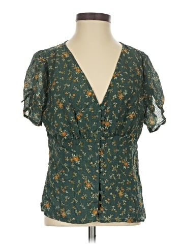 Madewell Silk Evie Tie-Sleeve Top in Fresh Sprigs (view 1)