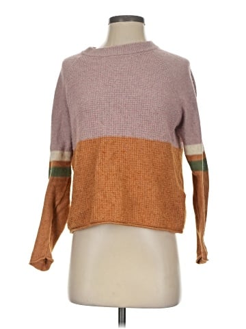 Madewell Striped Roll-Trim Waffle Pullover Sweater in Cotton-Merino Yarn (view 1)