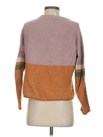 Madewell Striped Roll-Trim Waffle Pullover Sweater in Cotton-Merino Yarn (view 2)