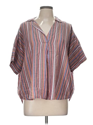 Madewell Courier Button-Back Shirt in Rainbow Stripe (view 1)