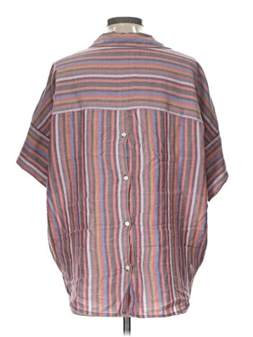 Madewell Courier Button-Back Shirt in Rainbow Stripe (view 2)