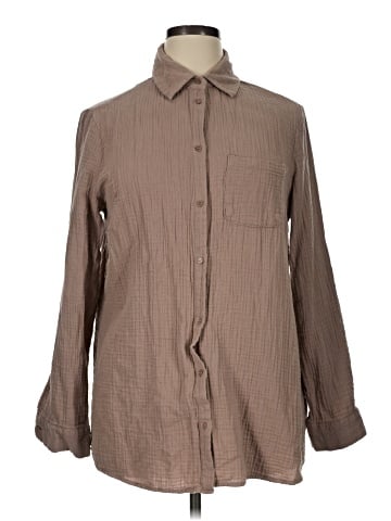 Emma's Expressions Maternity Long Sleeve Button-Down Shirt (view 1)
