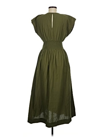 Madewell Smocked-Waist Midi Dress in Stripe Seersucker (view 2)