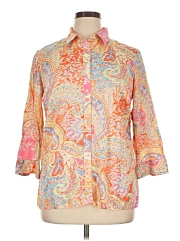 Lauren by Ralph Lauren 3/4 Sleeve Button-Down Shirt (view 1)