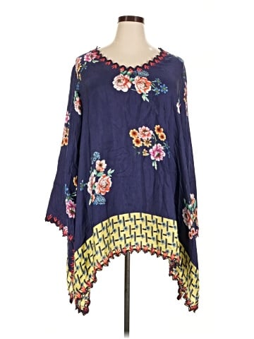 Johnny Was 3/4 Sleeve Silk Top (view 1)