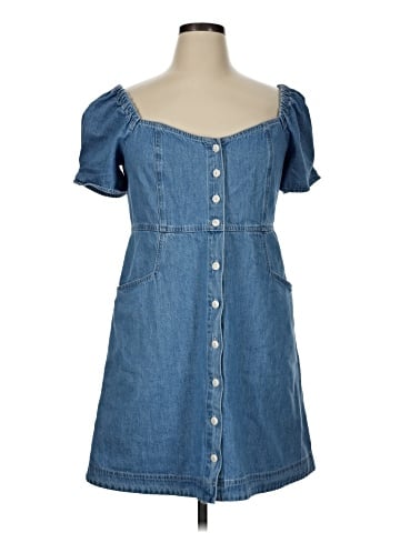 Madewell Denim Puff-Sleeve Mini Dress in Dawnshire Wash (view 1)