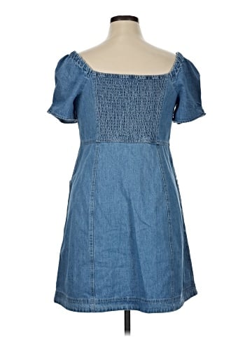 Madewell Denim Puff-Sleeve Mini Dress in Dawnshire Wash (view 2)