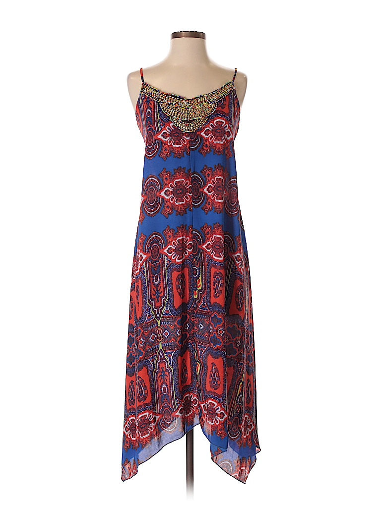Design Lab Lord & Taylor 100% Polyester Print Red Casual Dress Size S ...