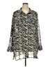 DKNYC 100% Polyester Animal Print Silver Long Sleeve Button-Down Shirt Size 3X - photo 1