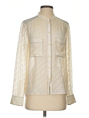 BCBGMAXAZRIA Long Sleeve Silk Top (view 1)