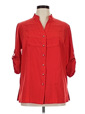 Kathie Lee 3/4 Sleeve Button-Down Shirt (view 1)