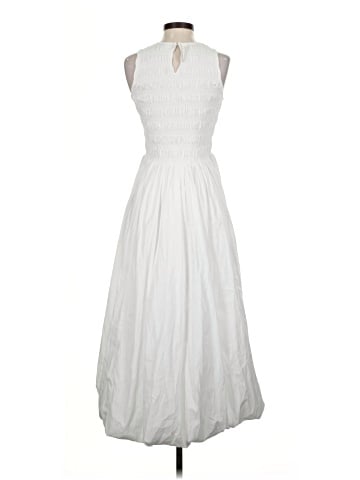 Madewell The Melody Bubble-Hem Smocked Midi Dress in Poplin (view 2)