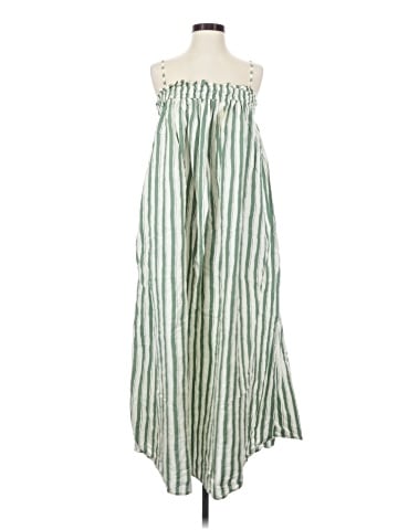 Madewell Poplin Ruffle A-Line Midi Dress in Stripe (view 1)