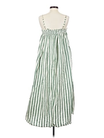 Madewell Poplin Ruffle A-Line Midi Dress in Stripe (view 2)