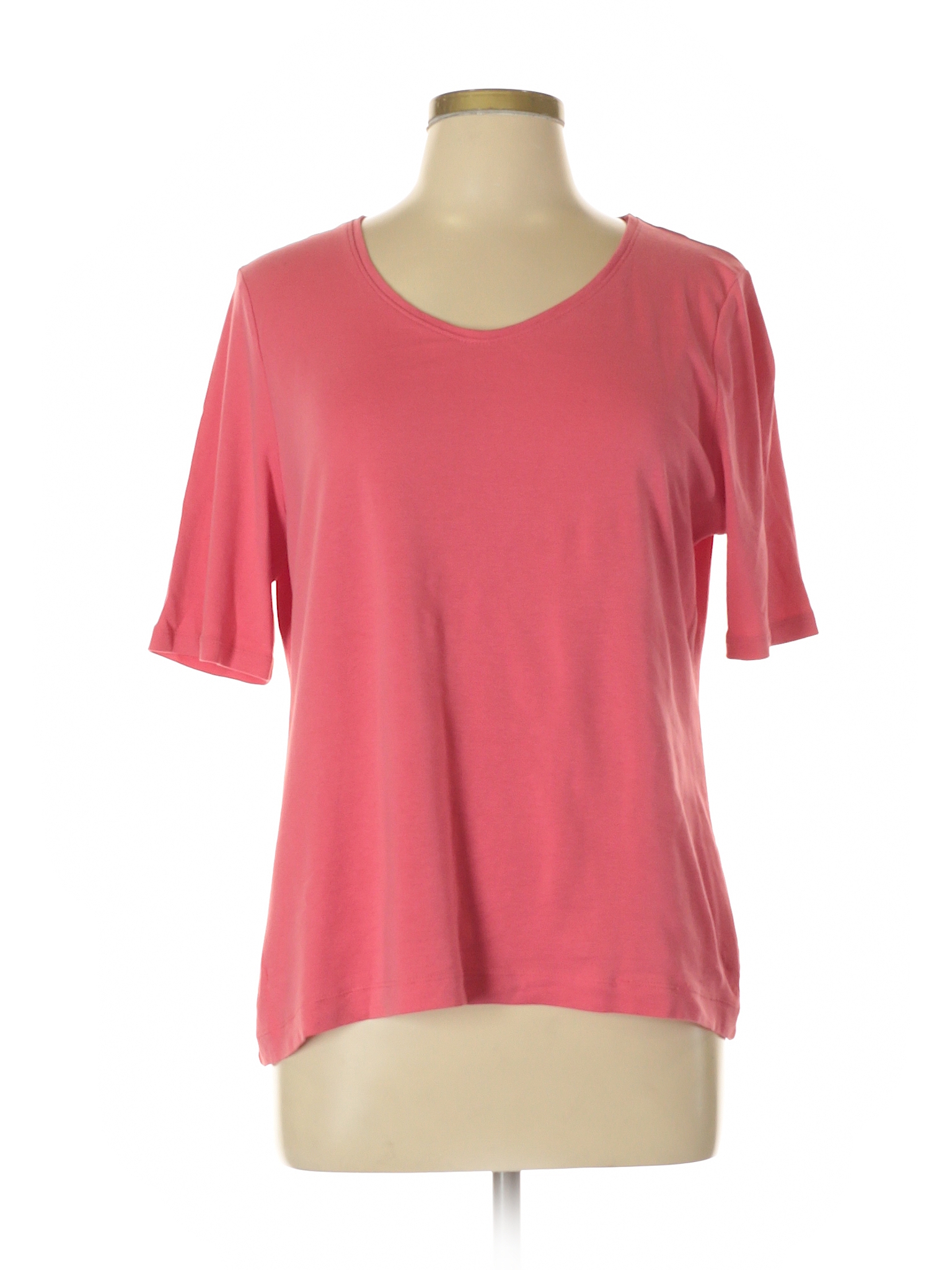 Talbots 100 Cotton Solid Coral Short Sleeve T Shirt Size Xl 76 Off