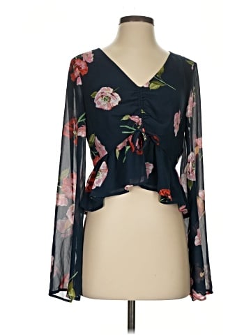 Aqua Long Sleeve Blouse (view 1)