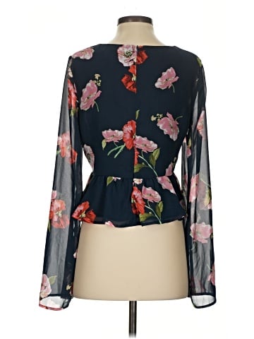Aqua Long Sleeve Blouse (view 2)
