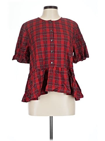 Madewell Studio Ruffle-Hem Top in Clanton Plaid (view 1)