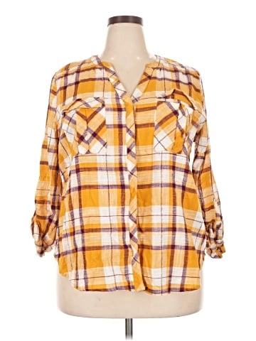 a.n.a. A New Approach 3/4 Sleeve Button-Down Shirt (view 1)