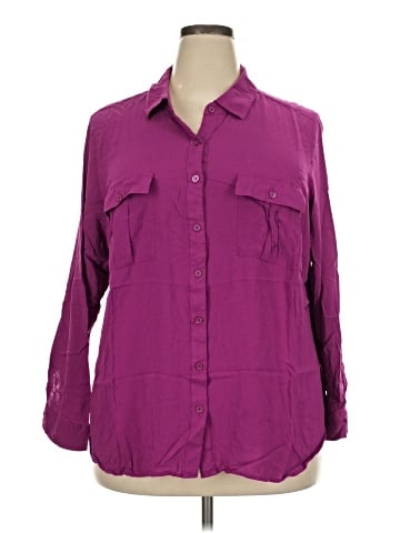 a.n.a. A New Approach 3/4 Sleeve Button-Down Shirt (view 1)