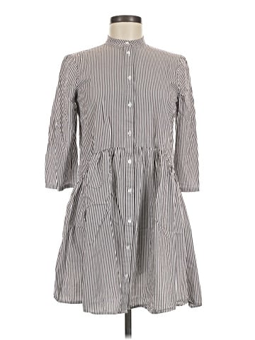 Madewell Button-Front Mini Shirtdress in Stripe Poplin (view 1)