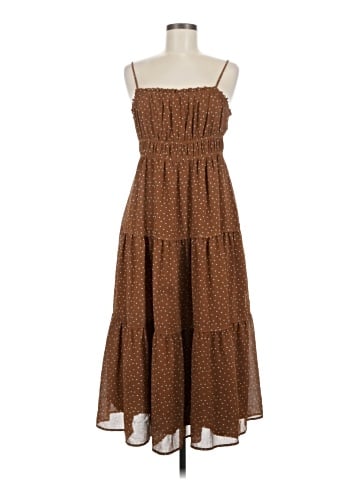 Madewell Sophia Cami Tiered Midi Dress in Dot (view 1)