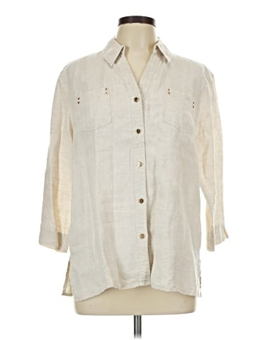 JM Collection 3/4 Sleeve Button-Down Shirt (view 1)