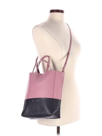 Céline Celine Small Bicolor Vertical Cabas Tote Light Pink/Grey Grained Calfskin Leather Silver (view 2)