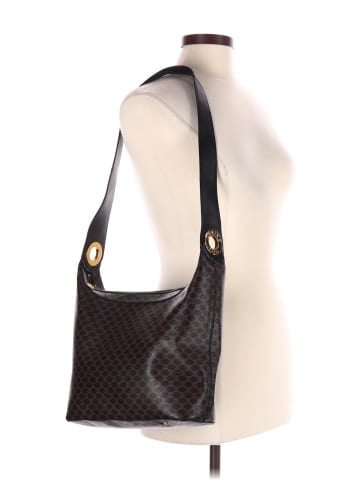 Céline Celine Zip Shoulder Hobo Brown/Black Macadam Coated Canvas Gold (view 2)