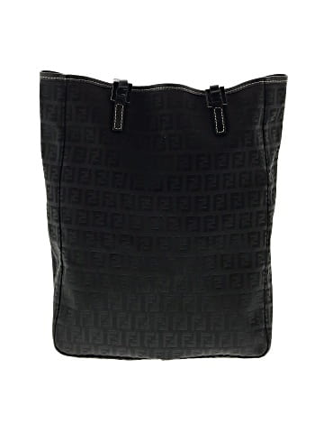Fendi Fendi Vertical Shopping Tote Black Zucchino Canvas Silver (view 2)