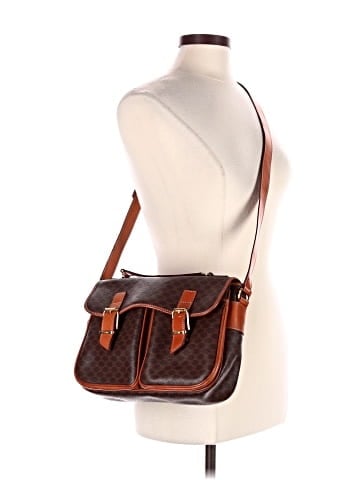 Céline Celine Buckle Flap Satchel  Macadam Coated Canvas (view 2)