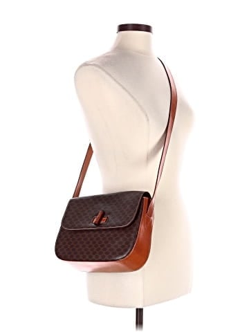 Céline Celine Vintage Messenger  Brown Macadam Coated Canvas Gold (view 2)