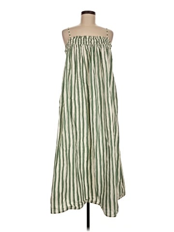 Madewell Poplin Ruffle A-Line Midi Dress in Stripe (view 1)