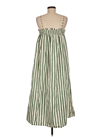 Madewell Poplin Ruffle A-Line Midi Dress in Stripe (view 2)