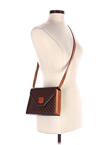 Céline Celine Vintage Flap Crossbody  Brown Macadam Coated Canvas  Gold (view 2)