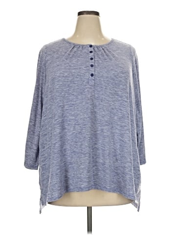 LOGO by Lori Goldstein Long Sleeve Henley (view 1)