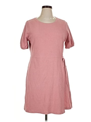 Madewell Crosshatch Puff-Sleeve Faux-Wrap Mini Dress (view 1)