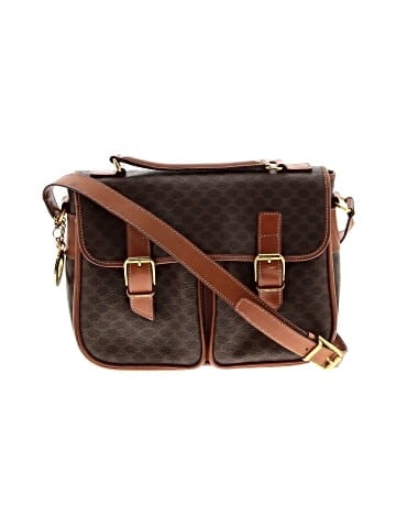 Céline Celine Buckle Flap Satchel  Macadam Coated Canvas (view 1)