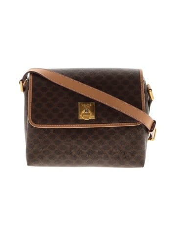 Céline Celine Vintage Flap Crossbody Beige/Brown Macadam Coated Canvas Gold (view 1)