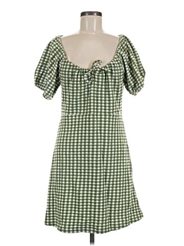 Madewell Jacquard Puff-Sleeve Mini Dress in Gingham Check (view 1)