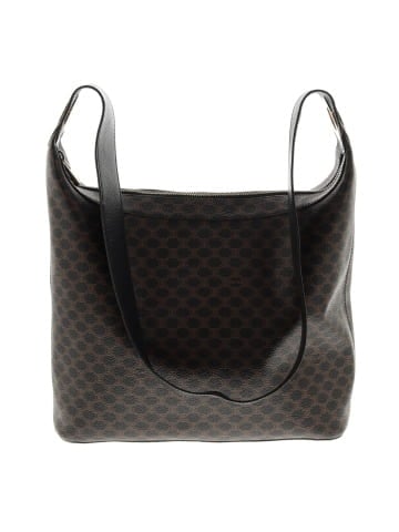 Céline Celine Zip Shoulder Hobo Brown/Black Macadam Coated Canvas Gold (view 1)