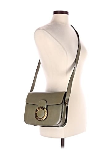 Céline Celine Vintage Circle Logo Flap Crossbody Green Smooth Calfskin Leather Gold (view 2)
