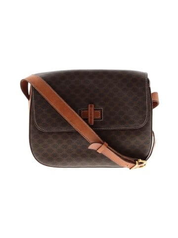 Céline Celine Vintage Messenger  Brown Macadam Coated Canvas Gold (view 1)