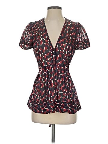 BCBGMAXAZRIA Short Sleeve Silk Top (view 1)