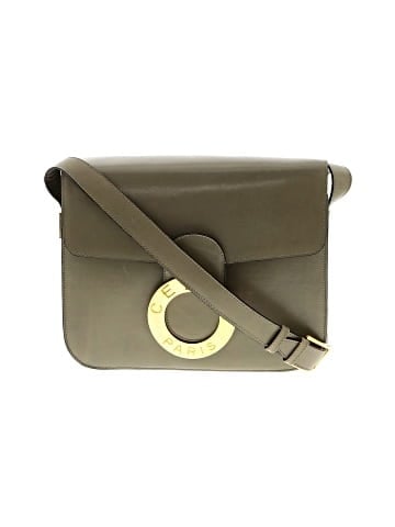 Céline Celine Vintage Circle Logo Flap Crossbody Green Smooth Calfskin Leather Gold (view 1)