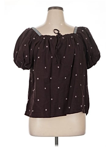 Madewell Plus Embroidered Crinkle Cotton Bubble-Sleeve Top (view 1)