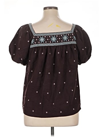 Madewell Plus Embroidered Crinkle Cotton Bubble-Sleeve Top (view 2)