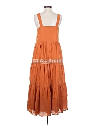 Madewell Embroidered Button-Front Tiered Midi Dress (view 2)