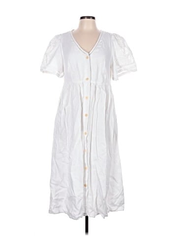 Madewell Cassie Button-Front Midi Dress in Embroidered Linen (view 1)